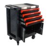 Removable 4 Drawer Metal Tool Cart With Lock - Black / Red - Image 5