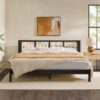 King Bed With Rattan Panel Headboard - Black - Image 4