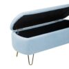 Storage Ottoman Bench For End Of Bed Gold Legs, Modern Gray Faux Fur Entryway Bench Upholstered Padded With Storage For Living Room Bedroom - Blue - Image 24