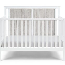 Connelly - 4 In 1 Convertible Crib - White, Rockport Gray