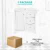 Bathroom Vanity Cabinet With Ceramic Basin, 3 Drawers And Adjustable Shelves - White - Image 10