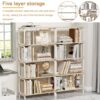 Vintage Industrial Style 5 Tier Large Bookshelf - White - Image 8