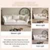 Modern Comfy Upholstered Sofa Cloud Couch, Deep Seat Couches With Multiple Large Soft Pillows, Convertible Deep Seat Chaise Longue For Living Room - Beige - Image 18