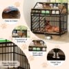 Wooden Dog Crate Furniture With Divider And Storage Drawers For Large Dogs - Rustic Brown - Image 10
