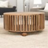 Slatted Round Coffee Table - Beige - Image 9