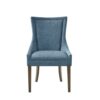 Dining Side Chair, High Back Upholstered Multi-Hued Fabric (Set of 2) - Blue - Image 5