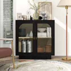Storage Cabinet With Door For Living Room, Dining Room, Study - Black