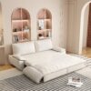 Queen Pull Out Sofa Bed, 3 In 1 Convertible Sleeper Sofa Multifunctional Velvet Loveseat Bed - Beige - Image 6