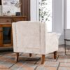 Accent Chair, Living Room Chair, Footrest Chair Set With Vintage Brass Studs, Button Tufted Upholstered Armchair For Living Room, Comfy Reading Chair For Bedroom, Reception Room - Beige - Image 6