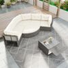 Patio Furniture Set Outdoor Daybed Rattan Sectional With Cushions And Center Table - Beige - Image 14