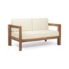 2 Piece Patio Set With Open-Back Loveseat And Coffee Table - Beige / Brown - Image 5