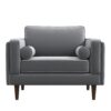 Amber - Velvet Lounge Chair - Brown / Gray - Image 12