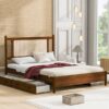 Queen Size Platform Bed With 2 Big Drawers Twin Size Trundle - Brown - Image 13