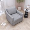 360 Degree Swivel Armchair Cotton Linen Skin - Friendly Fabric Ergonomic Design Brass Nail Decorative Armchair Living Room Chairs Bedroom Chairs Living Room Chairs Black Legs Suitable For Indoor Homes - Gray - Image 3