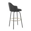Ahoy - Contemporary Fixed Height Bar Stool Round Gold Footrest (Set of 2) - Charcoal / Black - Image 4