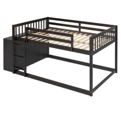 Full Over Full Bunk Bed With Storage Drawers And Shelves - Espresso