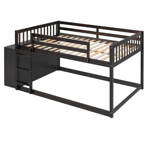 Full Over Full Bunk Bed With Storage Drawers And Shelves - Espresso