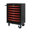 Rolling Metal Tool Chest With 7 Drawers, Steel Storage Cabinet With Ball Bearing Slides - Black / Red - Image 10