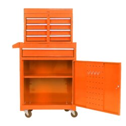Rolling Tool Chest, 5 Drawer Tool Box Organizer With Lockable Wheels & Sliding Drawers & Detachable Top & Adjustable Shelf, Tool Storage Cabinet For Garage Workshop - Orange