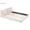 Queen Size Upholstered Platform Bed, Grounded Bed With Solid Frame - Beige - Image 10
