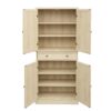 4 Door Storage Cabinet With 1 Drawer And 4 Adjustable Inner Shelves - Natural - Image 13