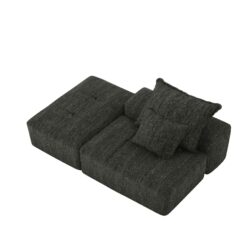 Modern Oversized Modular Sectional Sofa, Sparkling Chenille Soft Cushion Sofa With 2 Pillows, Diy Combination Tufted Sofa, No Assembly Required - Black