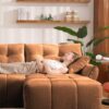 3 Seater Sofa Set With Ottoman And Pillows, Textured, High Resilience Cushions - Burnt Orange - Image 7