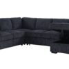 Nyhan - Upholstered Corner Sectional With Pull Out Loveseat And Storaged Chaise - Dark Gray - Image 4