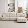 Multi Module Combination Style Sofa For Living Room And Other Lounge Spaces, Modern Minimalist Corduroy Combination Sofa With 2 Comfort Cushions With USB & C Charging Ports, 2 Sets - Beige - Image 3
