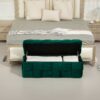 Upholstered Fabric Storage Ottoman Bench With Safety Hinge For Living Room & Bedroom - Green - Image 8