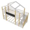 Twin Over Twin House Bunk Bed With White Storage Staircase And Blackboards - White - Image 4
