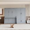 Queen Size Murphy Elegant Wall Bed With Closet - Gray - Image 13
