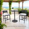 Modern Outdoor Bar Stools, Patio Chairs With Backrest And Footrest, Weather Resistant, Sunbrella Cushions (Set of 2) - Ember Black - Image 4