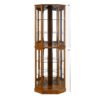 6 Shelf Corner Curio Display Cabinet With Lights, Mirrors And Adjustable Shelves (E26 Light Bulb Not Included) - Oak - Image 16
