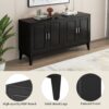 4 Door Sideboard Storage Cabinet With Door Shelf For Living Room And Dining Room, 2 Large Cabinets With Adjustable Shelf - Black - Image 7