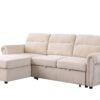 Ashton - Reversible Sleeper Sectional Sofa Chaise - Beige - Image 4