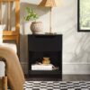 Modern Minimalist 1 Drawer Nightstand With Cubby - Black - Image 5