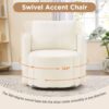 360° Swivel Chair With Upholstered Curved Design - Beige - Image 6
