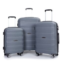 Hardshell Suitcase Spinner Wheels Pp Luggage Sets Lightweight Durable Suitcase With Tsa Lock, 3 Piece Set (20/24/28) - Gray