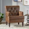 Vitality - Club Chair With Button Tufted Diamond Stitching And Turned Legs - Brown - Image 2