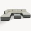 8 Pieces Outdoor Patio Furniture Sets, Garden Conversation Wicker Sofa Set, Single Sofa Combinable - Beiges / Gray - Image 6