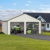 Double Garage Metal Shed With Side Entry Door, Can Storage Power Tools, Motorized Machinery, Farm Equipment, Pick Up Truck - Cream - Image 12
