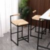 Water Hyacinth Woven Bar Stools With Back Support, Counter Height Dining Chairs (Set of 2) - Natural - Image 4