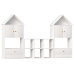 Versatile Children's Bookshelf With House-Shaped Design Multifunctional Storage - White
