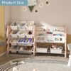 Kids Toy Storage Organizer With 2 Tier Bookshelf And 12 Toy Bins - Pink - Image 8