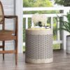 Outdoor Lightweight End Table Round Concrete Outdoor Side Table - Natural - Image 4