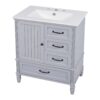 30" Bathroom Vanity With Sink, Bathroom Cabinet With A Door, 3 Drawers Legs, Adiustable Foot Pads - Gray - Image 11