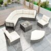 Patio Furniture Set Outdoor Daybed Rattan Sectional With Cushions And Center Table - Beige - Image 13
