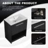 Modern Freestanding 30" Bathroom Vanity With Ceramic Sink, Soft Closing Doors Cabinet - Dark Oak - Image 8