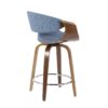 Curvini - Mid-Century Modern Counter Stool (Set of 2) - Walnut / Blue - Image 4